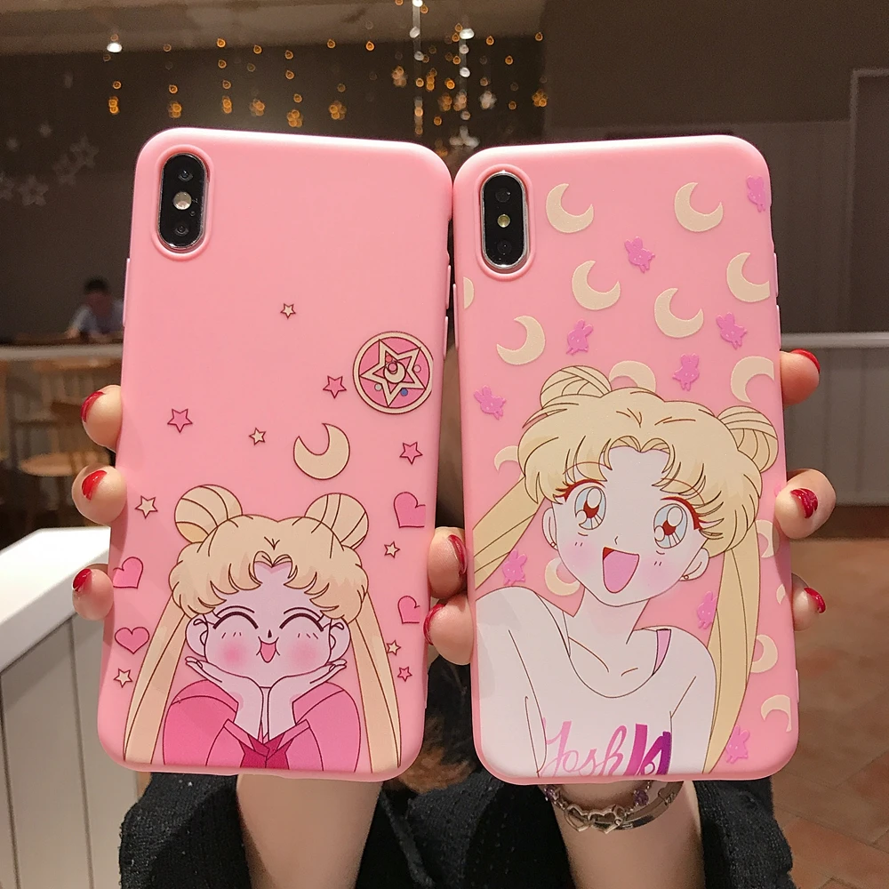 Силиконовый чехол для Xiaomi redmi note 8pro 7 6 6a 5 5a s2 с Сейлор Мун каваи розовый телефона