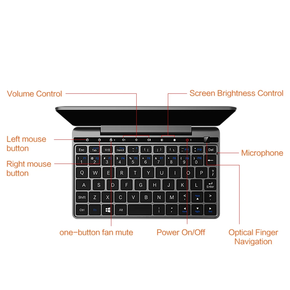 GPD Pocket 2 Pocket2 8GB 256GB 7 Inch Touch Screen Mini PC Pocket Laptop Notebook CPU Intel Celeron 3965Y Windows 10 Syste