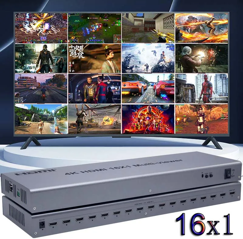 

4K HDMI 16x1 Quad Multi-viewer Switcher 16 In 1 Out Seamless Switch Multi Viewer Picture Screen Divider Converter Ethernet RS232