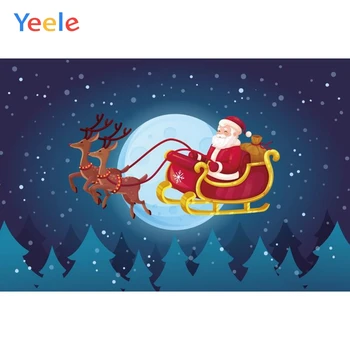 

Christmas Cartoons Santa Elk Moon Forest Snow Home Decor Backdrop Photography Custom Photographic Background For Photo Studio