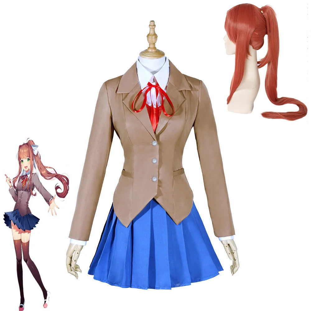DOKI Literature Club Monika Косплей Sayori Yuri Natsuki Костюм Хэллоуин Вечеринка Униформа школьница