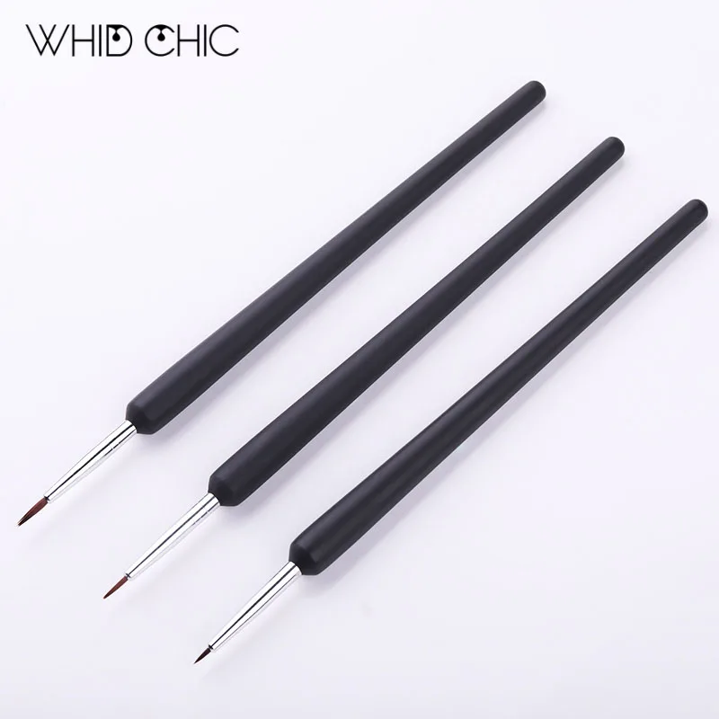 WHID CHIC 3 шт. УФ гель-лайнер для рисования цветок кисть для рисования ногтей лайнер ручка для УФ-гель для ногтей черная ручка кисти для дизайна ногтей