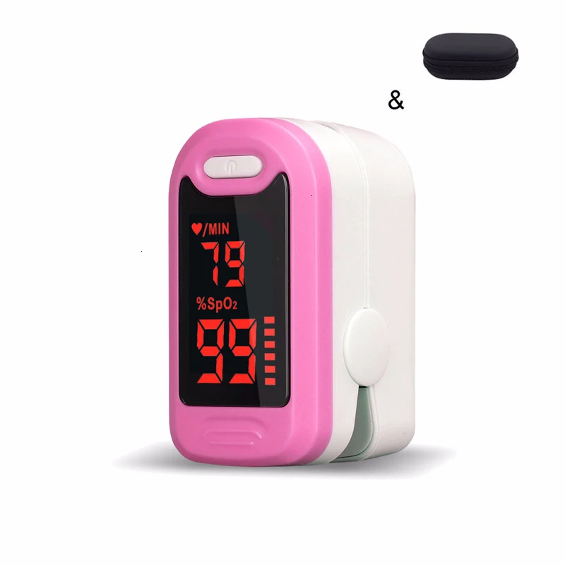 pink and case JYHealth светодиодный Пульсоксиметр цифровой портативный монитор насыщения крови кислородом Spo2 PI PR oximetro de dedo pulsioximetro - Цвет: pink and case