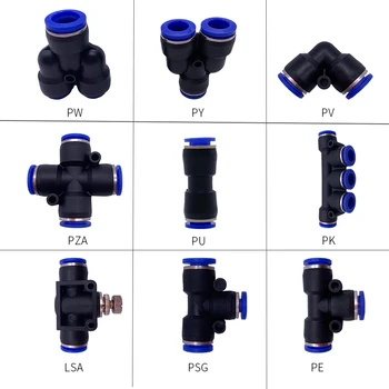 

1PCS T/Y/L/Straight Type Pneumatic Push Fittings Air/Water Hose Tube Quick Connector 4 to 16mm PW/PY/PV/PZA/PG/PU/PK/LSA/PSG/PET