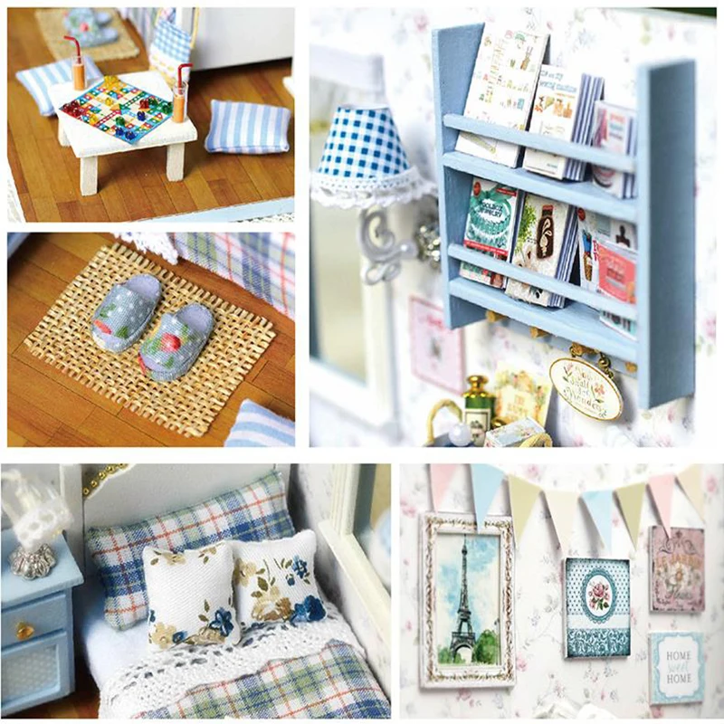 CUTEBEE DIY Кукольный дом Миниатюрный Кукольный домик с деревянная мебель для дома игрушки для детей подарок на день рождения поделки ручной работы H03