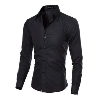 

2019 New Luxury Quality Men Slim Fit Shirt Long Sleeve Dress Shirts Casual Shirt Tee Tops Fashion Solid color formal shirt