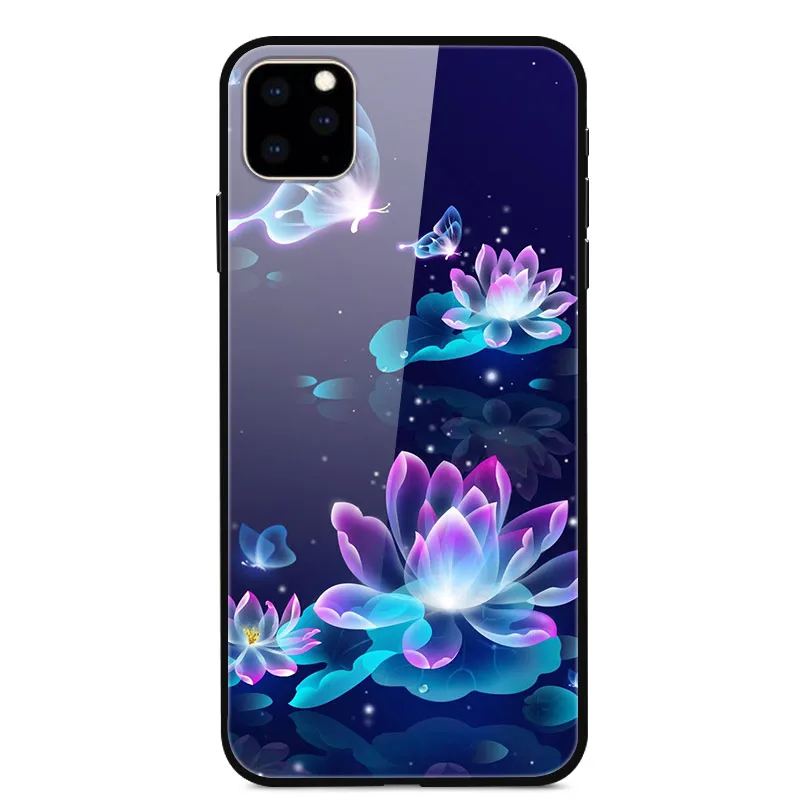 Закаленное стекло чехол для iPhone 11 11Pro максимальный Чехол Мягкий бампер задняя крышка для iPhone 11 Pro Max телефон стеклянная крышка для iPhone11