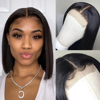 

4x4 Bob Lace Closure Bob Wig Lace Front Human Hair Wigs Pre Plucked For Black Women Short Straight Brazilian Hd Lace Closure Wig