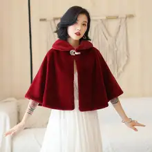 SHAMAI бордовый искусственный мех зимняя Свадебная накидка теплое меховое Болеро для невесты накидка вечерний жакет Свадебный жакет вечерние платья с брошью