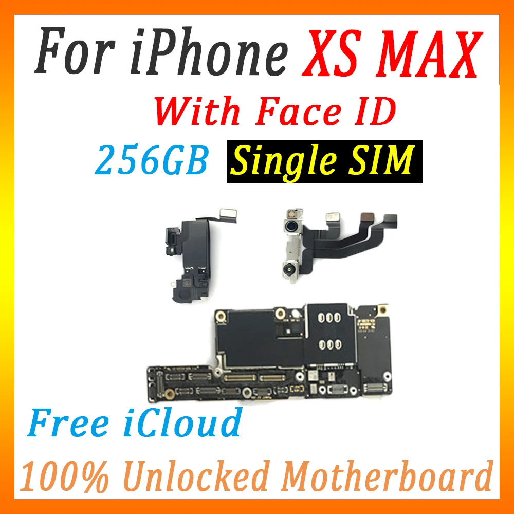 Материнская плата для iPhone XS Max с/без панели распознавания лица, разблокирована для iPhone XSMax основная плата Бесплатный iCloud - Цвет: 256GB  (1 SIM)