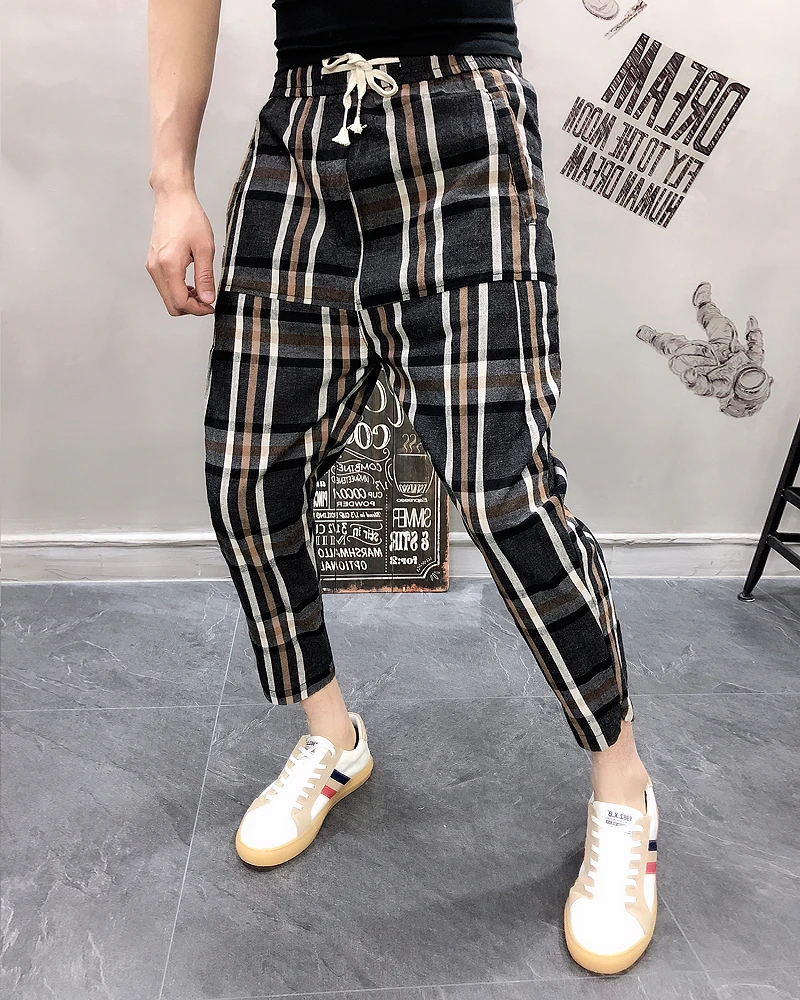 Zomer Dunne Streep Сращивание Haren Broek Mannelijke уличная Broek хип-хоп повседневные Broek джоггеры Broek Heren Antalon Homme
