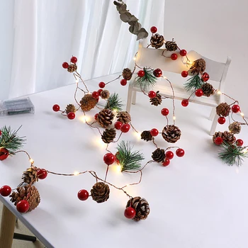 

New Year Garland String Lights Christmas Pine Cone LED String Fairy Lights Tree Ornaments For Navidad Natal Christmas Decoration