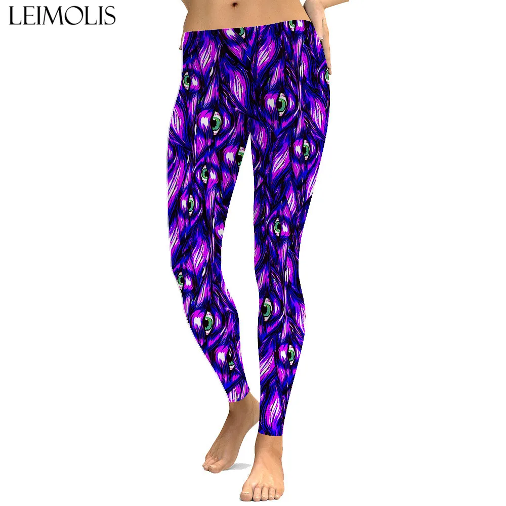 

LEIMOLIS sexy Gothic Magic eye purple print push up leggings plus size women fitness workout punk high waist spandex leggins