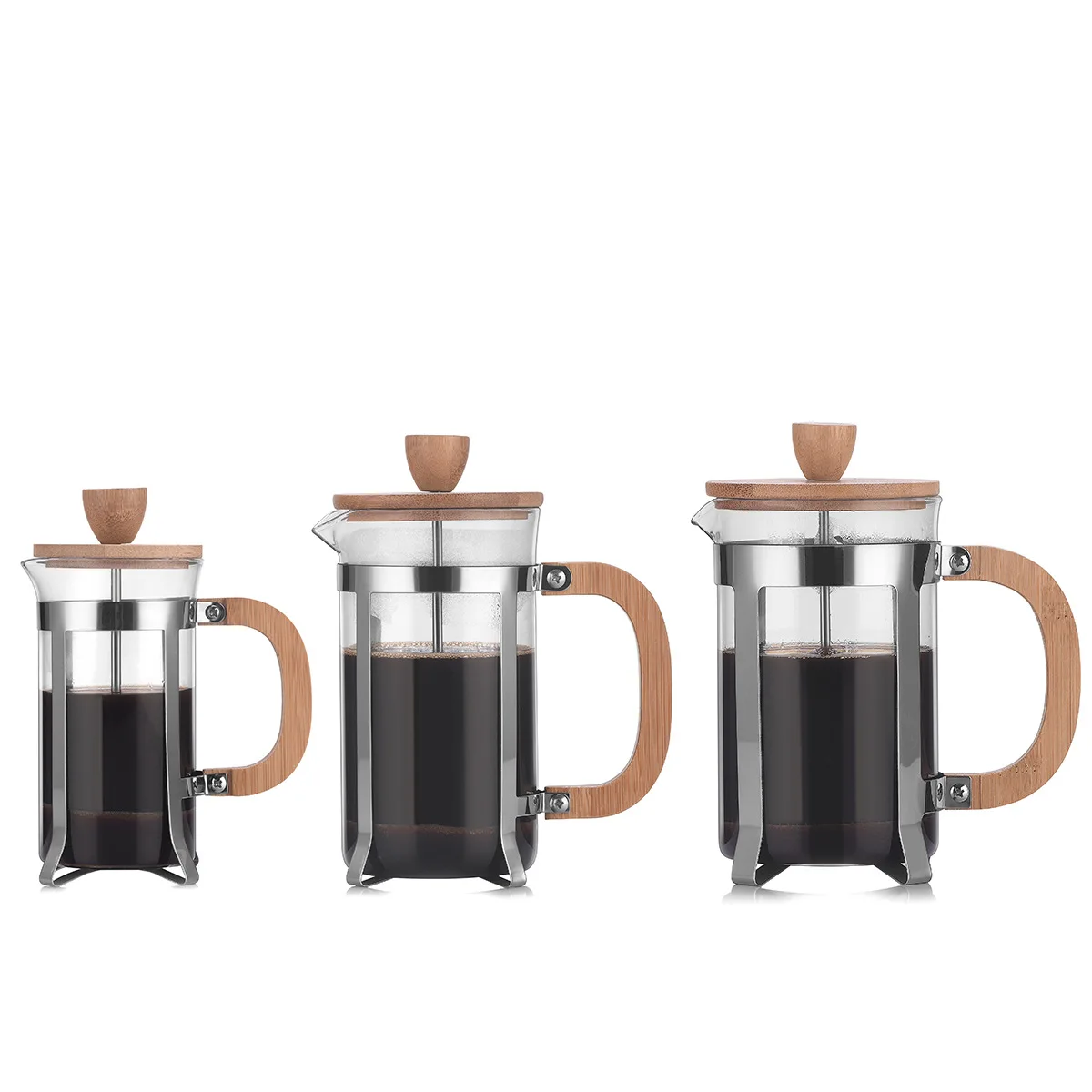 

Press the wooden teapot glass pressure pot to filter coffee appliance 350/600/800ML glass coffee pot.