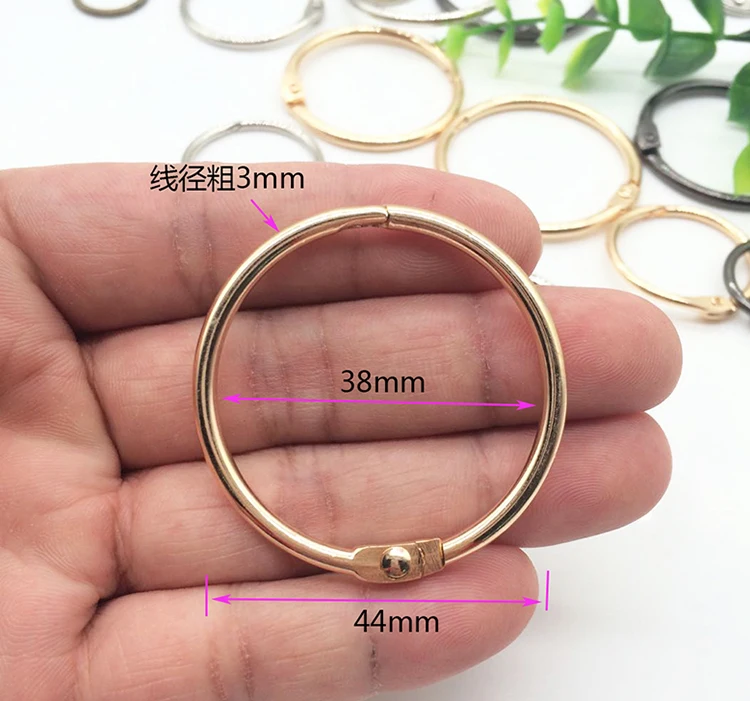 38mm light gold 5 шт. металлические кольца для ноутбуков, Золотое шарнирное кольцо, Школьное свободное кольцо с листьями, кольцевые обручи для скрапбукинга, альбом, Офисная прищепка, кольцо - Цвет: 38mm light gold
