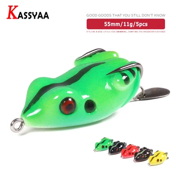 

5pcs Floating Sequin Soft Frog Bait 55mm 11g Simulation Lifelike Black Bass Swimbait Wobblers Trout Baits Wholesale Fishing Lure