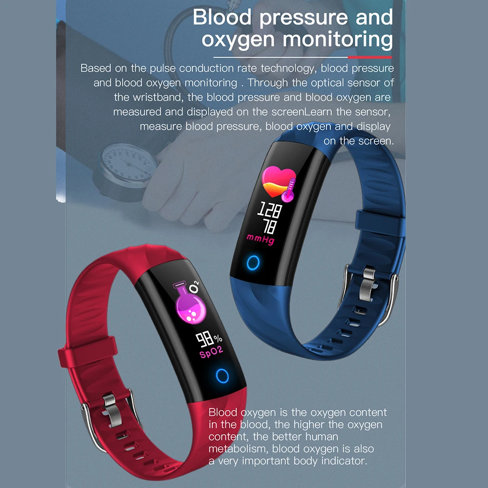  New IP68 Swim Smart Watch Heart Rate/Blood Pressure Monitor Oxygen monitoring Smartwatch Band For I - 4000174067852