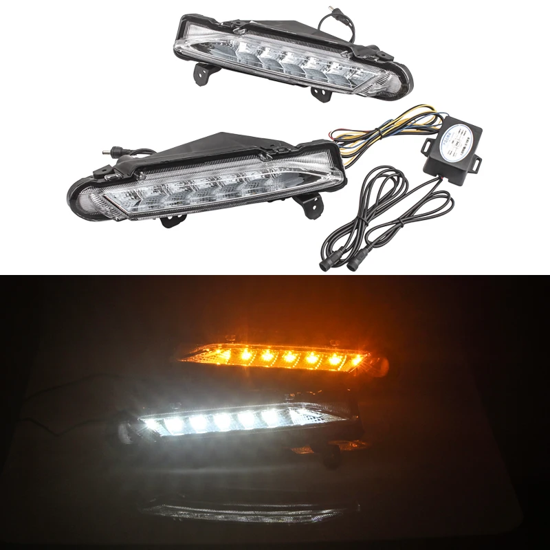 

MIZIAUTO For Toyota Yaris 2017-18 Waterproof LED DRL Daytime driving Running Light Daylight fog lamp with Turn Signal style