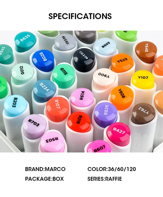 MARCO RAFFINE 36/60/120 Colors Dual-Tip Professional Oil Art Markers For  Drawing Brush Marker Pen Set Color Sketch Colored Pens - AliExpress