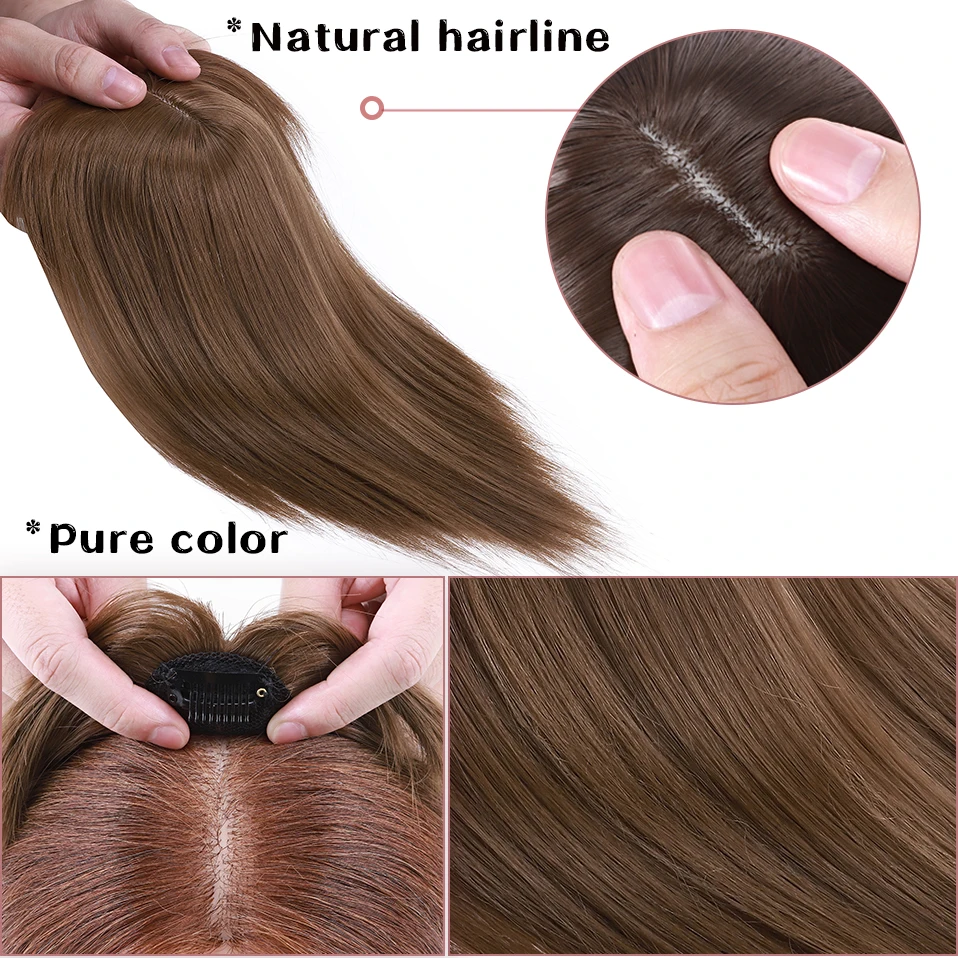 S-noilite Synthetic Clip In One Piece Hair Extension Black Brown Clip In Hairpieces With Bangs For Woman Natural Fake False Hair - Image 5