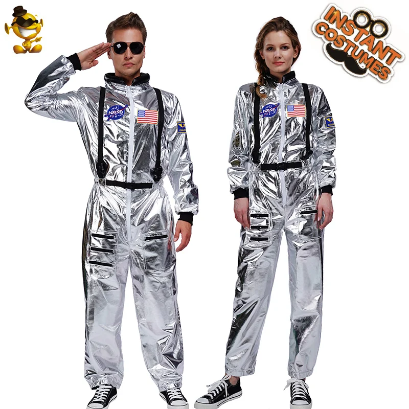 Spaceman Suit Jumpsuit for Halloween Cosplay Costume Adult Astronaut Costume for Men and Women