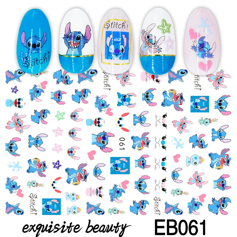 Anime Lilo Stitch Children's Nail Stickers Disney Figure Toys Manicure Accessories Girls Student Cartoon Decals Halloween Gift | Игрушки