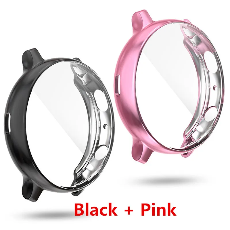 2в1 защитный чехол для samsung Galaxy Watch Active 2 44 мм 40 мм мягкий силиконовый бампер полное покрытие для Galaxy Active 1 - Цвет: Black and Pink
