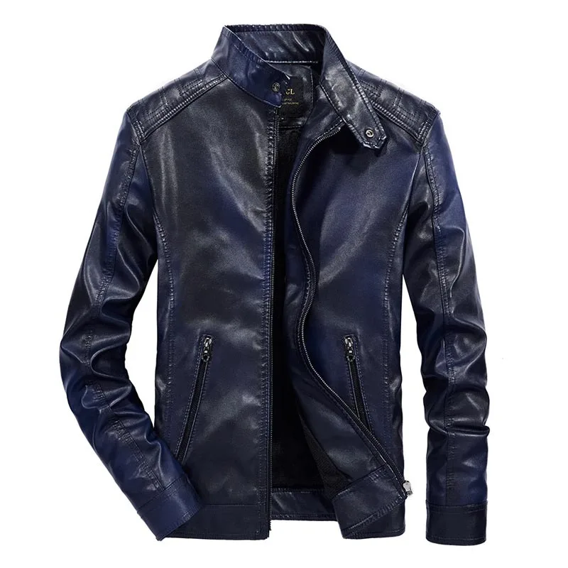 KIOVNO Mens Fashion Pu Leather Jackets Coats Fleece Lined Motorcycle Leather Jackets Outwear For Male Size M-3XL Windbreak (8)