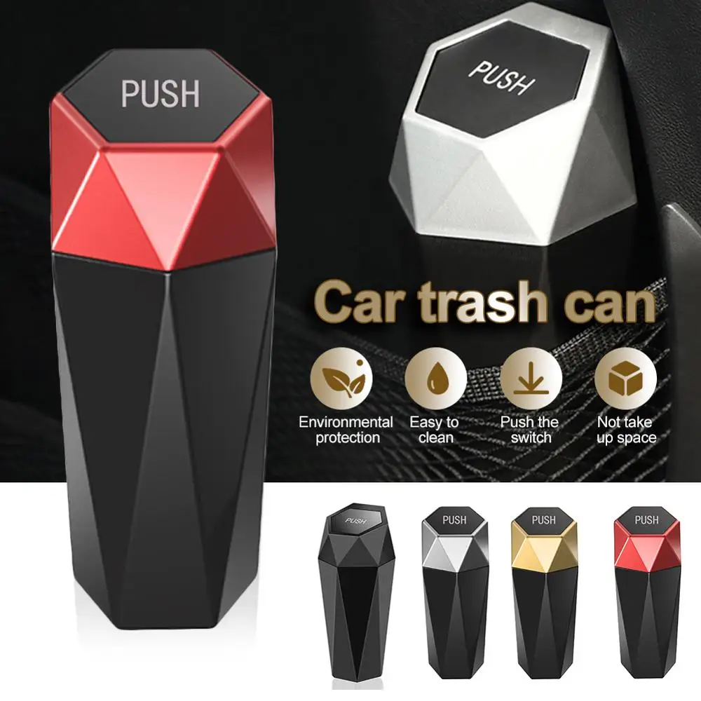 

Car Mini Trash Can Auto Organizer Storage Bag Car Garbage Bin Ashtray Dust Case Holder Auto Accessories Red Gold Silver
