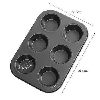 

1pc 26.6*18.5*3.0 cm Baking Cake Mould Tray Carbon Steel Mould Versatile 6 Deep Cups Muffin cupcakes DIY Kitchen Supplies