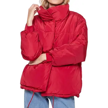 

Korean parkas Solid Women Coats Fashion Stand Collar Winter Jacket Warm Casual Parka Female Cotton White Overcoat Jackets Parkas