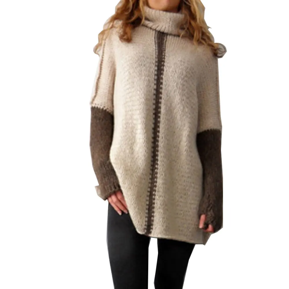 

SHUJIN 2019 New Autumn Winter Women Patchwork Turtleneck Pullover Ladies Knitwear Sweaters Warm Fashion Casual Knitted Jumpers
