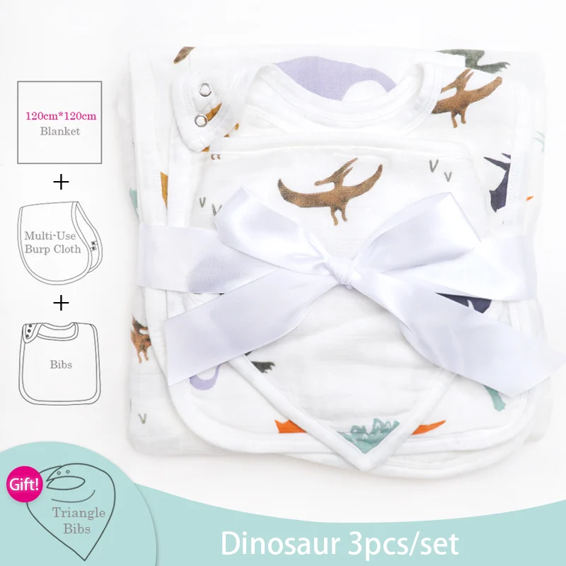 The dinosaur 4 шт./партия, новые бамбуковые хлопковые детские одеяла, конверт для пеленки для новорожденных, подгузники из муслина, модные детские Банные полотенца, шарф - Цвет: The dinosaur