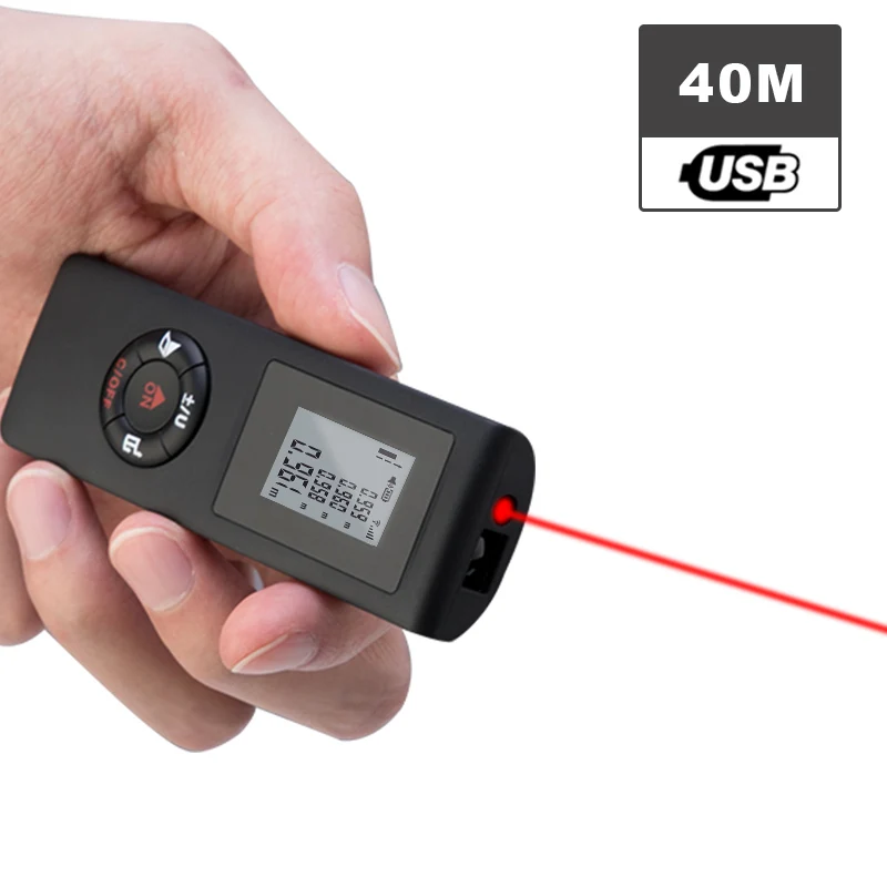 

Mini Handheld 40M Smart Digital Laser Distance Meter Range Rangefinder Portable USB Charging Distance Measuring Meter