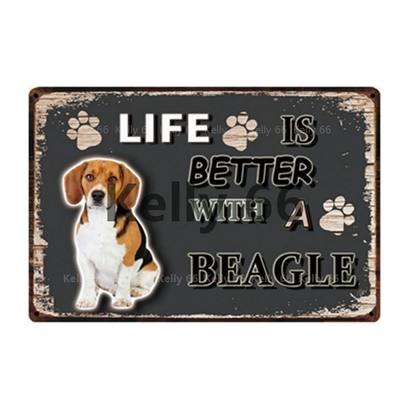 [Kelly66] Собаки Beagle Chow боксер бордер колли металлический знак Олово плакат домашний Декор Бар настенная живопись 20*30 см размер Dy103 - Цвет: y-3392