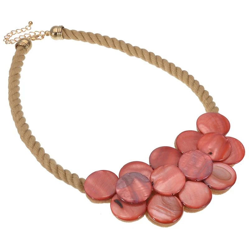 5 цветов, Большая подвеска, ожерелье, пеньковая веревка, цепочка, массивные ожерелья на заказ, женские летние ювелирные изделия, collares de moda kolye - Окраска металла: N0013171 red