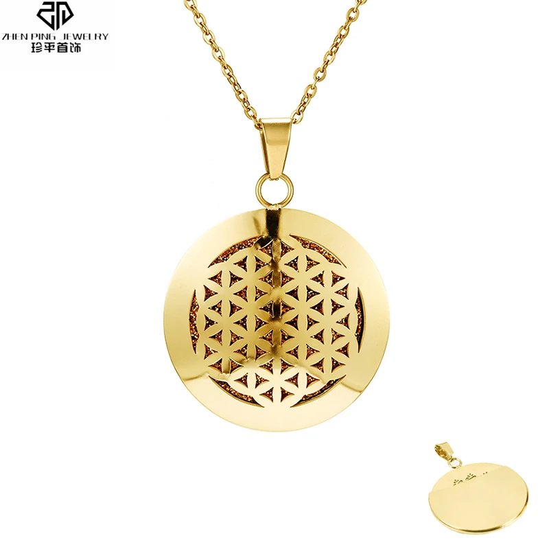 

Round Stainless Steel Diffuser Pendant Geometric Essential Oil Diffuser Aromatherapy Jewelry Perfume Necklace for Women