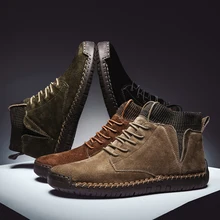 Мужская прогулочная обувь зимние плюшевые теплые ботинки мужские мотоциклетные ботинки ботильоны на шнуровке Мужская нескользящая обувь для работы кроссовки, размер 48