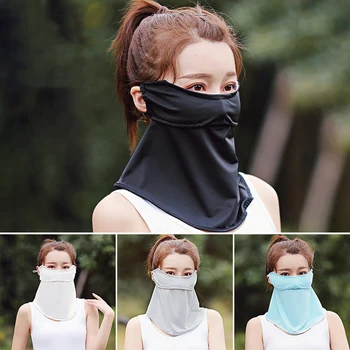 

Women's Sheer Scarf Mask Half-face Headband Washable Breathable Ice Silk Bandana Drawstring Reusable Face Mask Muffler