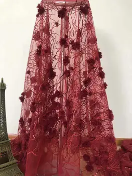 

African French Lace Fabric High Quality 3 d flowers Tulle Net Lace Fabric 5 Yards Embroidery Nigerian Lace Fabric For Women