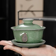 Домашний китайский чайный сервиз Dehua Gaiwan, Большая Керамическая Сине-белая чаша Sancai, одна чаша для чая, чайник Цзиндэчжэнь, чаша для чая Домашний китайский чайный сервиз Dehua Gaiwan, Большая Керамическая Сине-белая чаша Sancai, одна чаша для чая, чайник Цзиндэчжэнь, чаша для чая