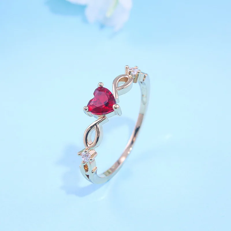 Anillo de corazón sencillo para mujer, con diamantes de imitación, anillos de boda, compromiso, regalo de cumpleaños para novia, joyería de piedra de circón