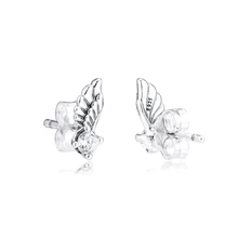 FANDOLA, серебряные серьги-гвоздики из натуральной 925 пробы для женщин, сделай сам, изготовление ювелирных изделий, сверкающие серьги-гвоздики в виде крыльев с прозрачным CZ