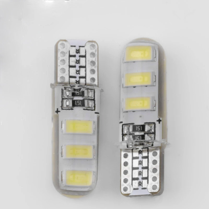 100 шт Авто T10 W5W светодиодный автомобильные лампы 194 5630 6smd COB силиконовая оболочка для салона автомобиля лампа для чтения силикагель клин