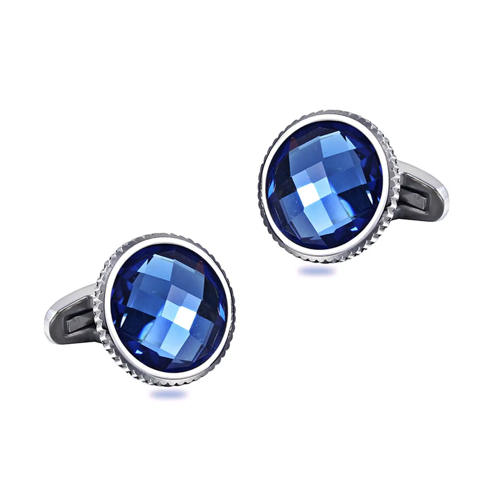 

Морские синие многогранные блестящие запонки из нержавеющей стали