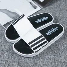 Мужские тапочки мужская обувь eva женские Вьетнамки мягкие черные и белые в полоску повседневные летние мужские chaussures femme 48