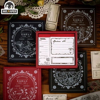 Mr.Paper 30pcs 4 Designs Botany Series Memo Pad Sticky Multi Function Notes DIY with Material Take-away Butter Paper Tearable
