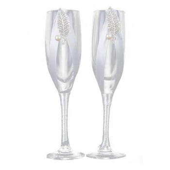 

HOT 2Pc/Set Creative Gift Bridal and Groom Champagne Flutes Wedding Glasses Set Cup Toasting Goblet for Weddings Party