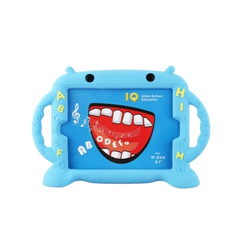 

For Ipad Mini Case-Kids Shockproof Silicone Rubber Cover Cartoon Robot Stand Case With Handles For Apple Ipad Mini 1/Mini 2/Mini