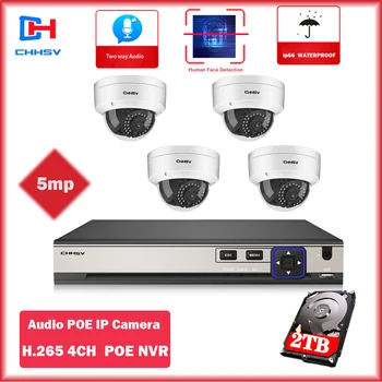 

4CH 8CH POE 5MP 48V NVR System 5MP h.265 Audio Record NVR Camera Kit Outdoor P2P IR CCTV Surveillance Home Security Video Set